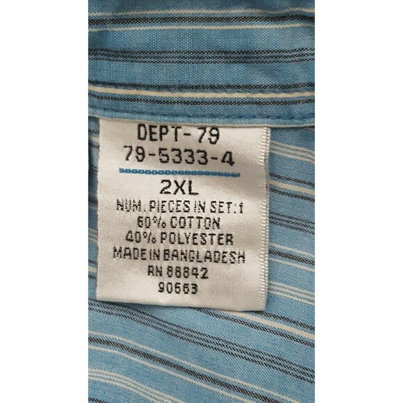KINGSIZE Brand Mens 2XL Short Sleeve Shirt Button Front Blue Stripe - Picture 6 of 6